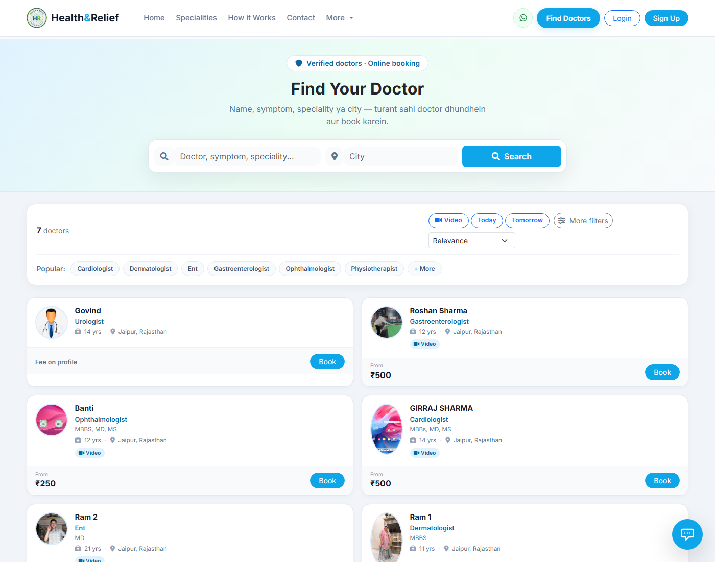 Doctor search screenshot
